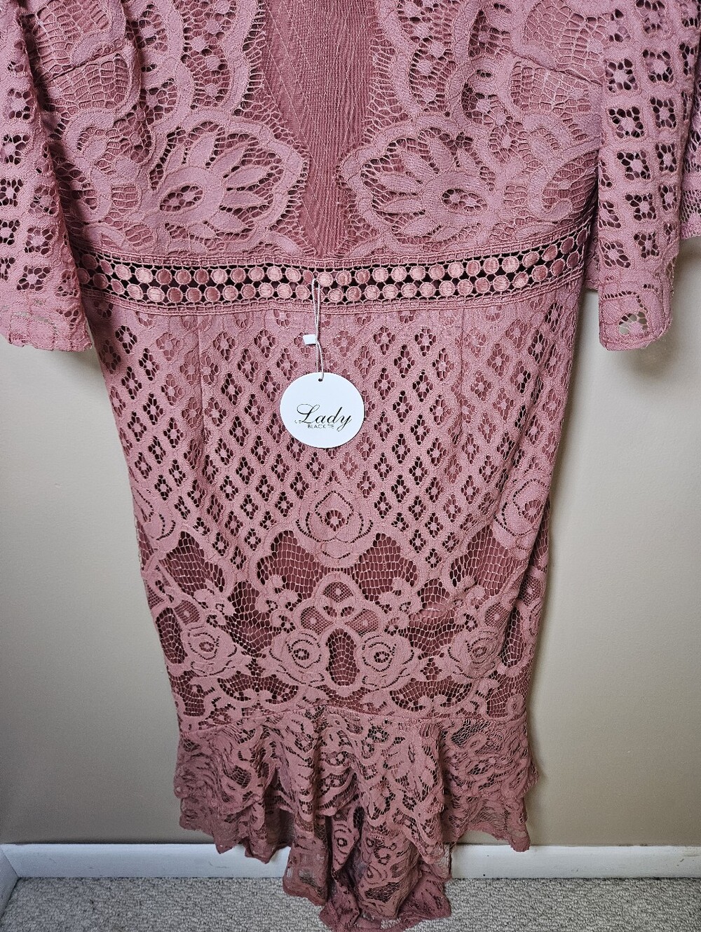 Two Sisters The Label Reyna Mauve Floral Lace Midi Size 10 Wedding Event Formal - Picture 6 of 14